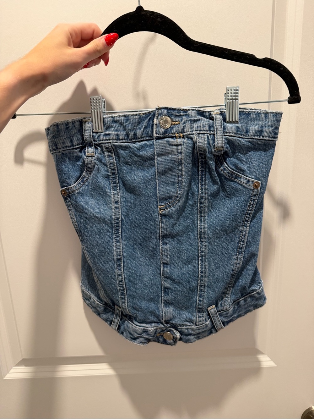 Zara Denim Strapless Bustier Top - Classic Blue